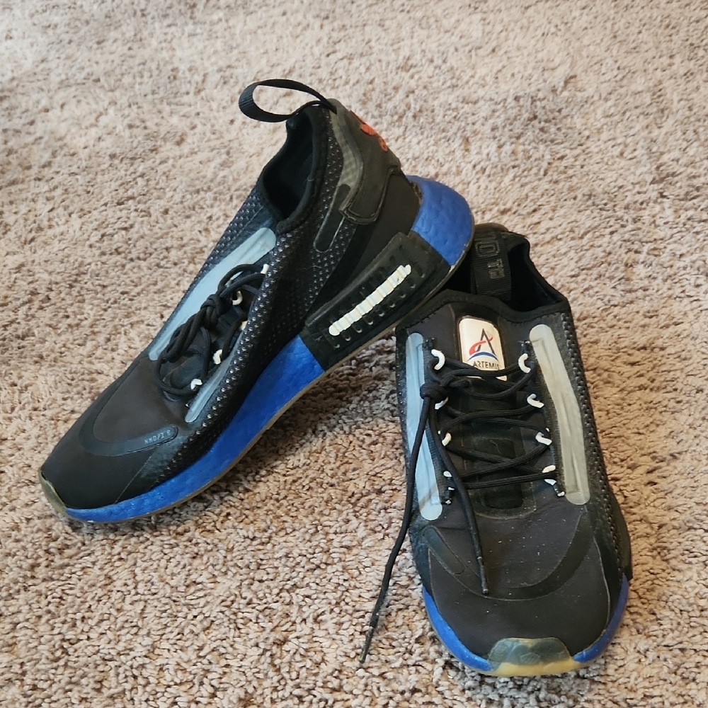 Adidas Black and Blue Performance Athletic Shoes
